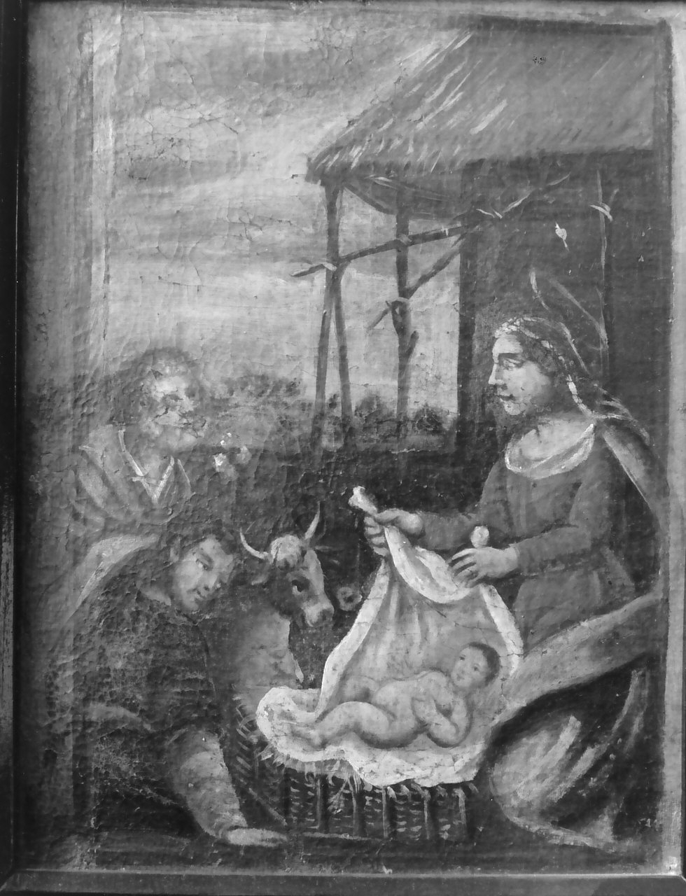 terzo mistero gaudioso: la nascita di Gesù (dipinto, elemento d'insieme) - ambito Italia meridionale (sec. XVIII, sec. XIX)