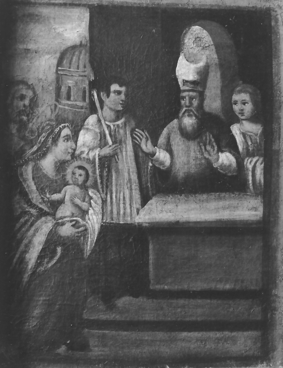 quarto mistero gaudioso: la presentazione di Gesù al tempio (dipinto, elemento d'insieme) - ambito Italia meridionale (sec. XVIII, sec. XIX)