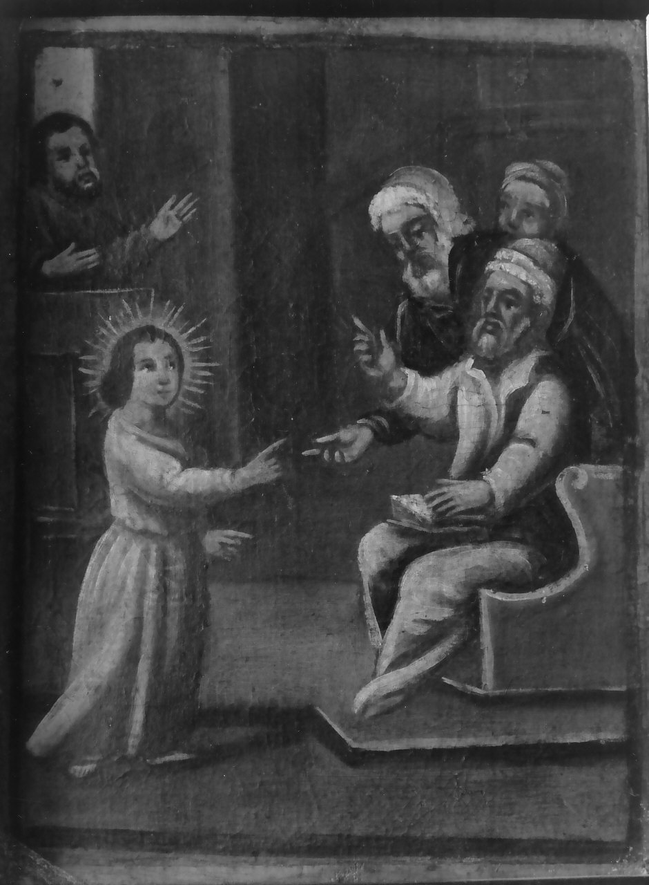 quinto mistero gaudioso: Gesù tra i dottori (dipinto, elemento d'insieme) - ambito Italia meridionale (sec. XVIII, sec. XIX)