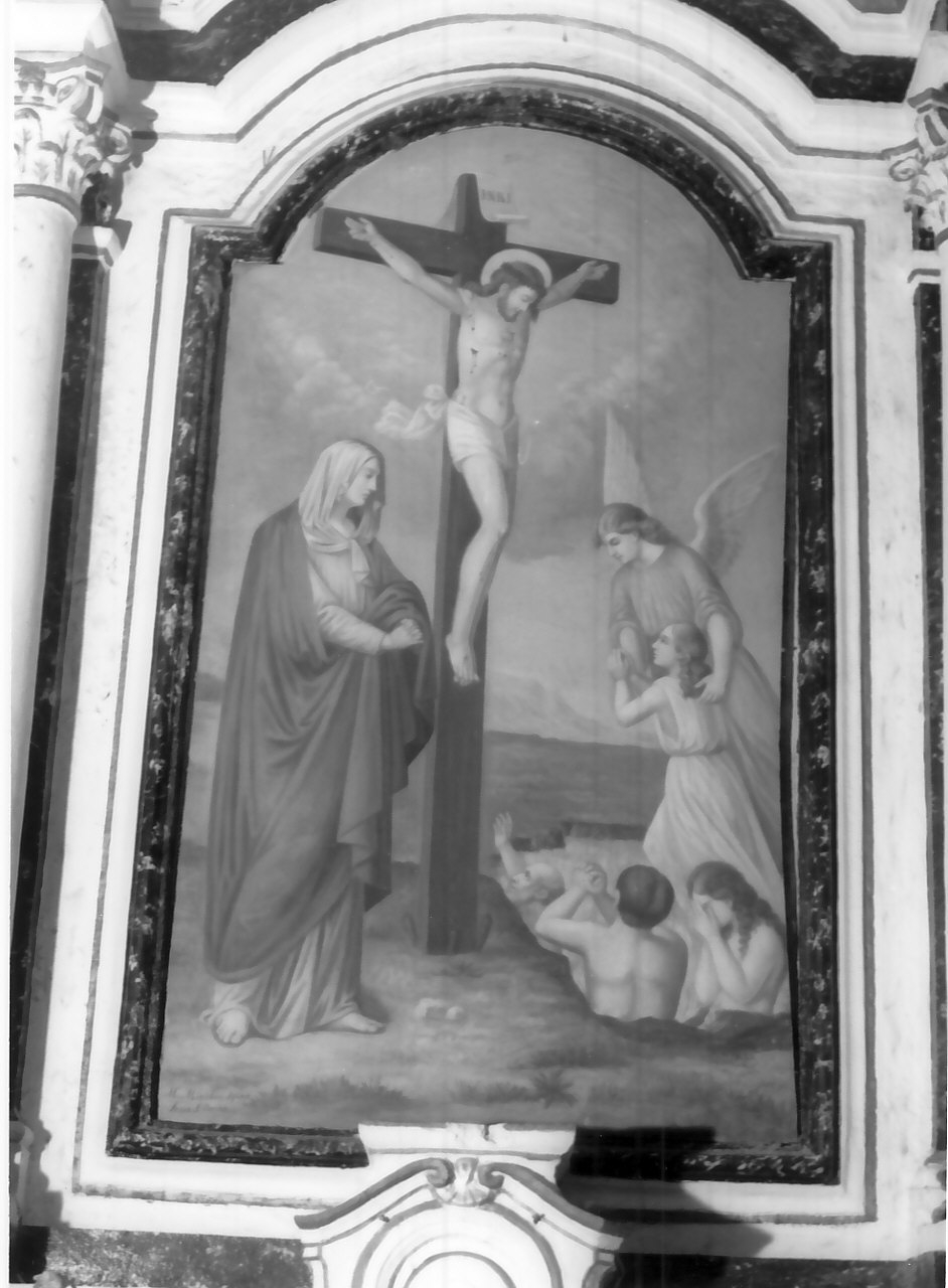 Cristo crocifisso e anime del purgatorio (dipinto, opera isolata) di Minichini Michele (fine/inizio secc. XIX/ XX)