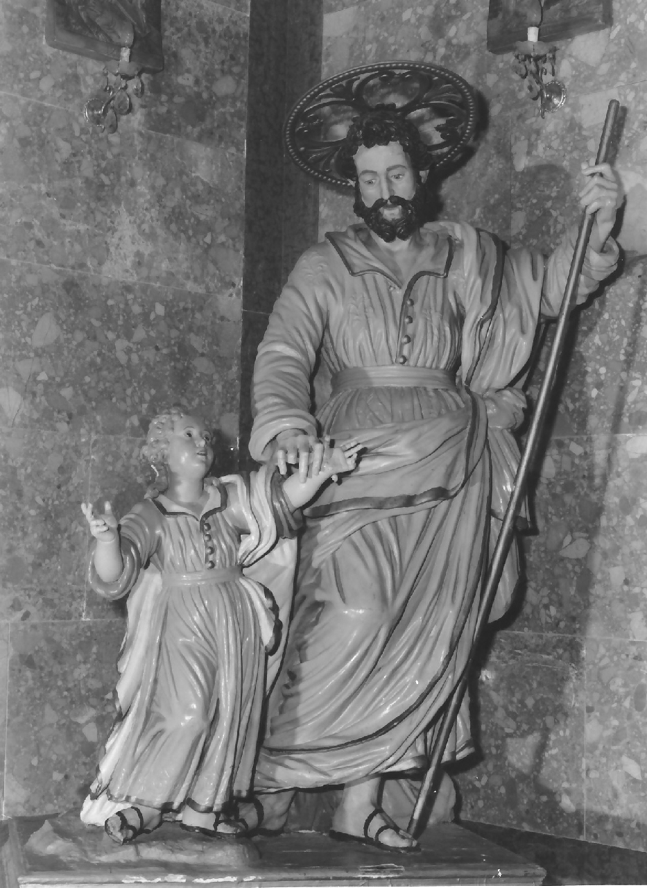 San Giuseppe e Gesù Bambino (gruppo scultoreo, opera isolata) - bottega Italia meridionale (fine/inizio secc. XVIII/ XIX)