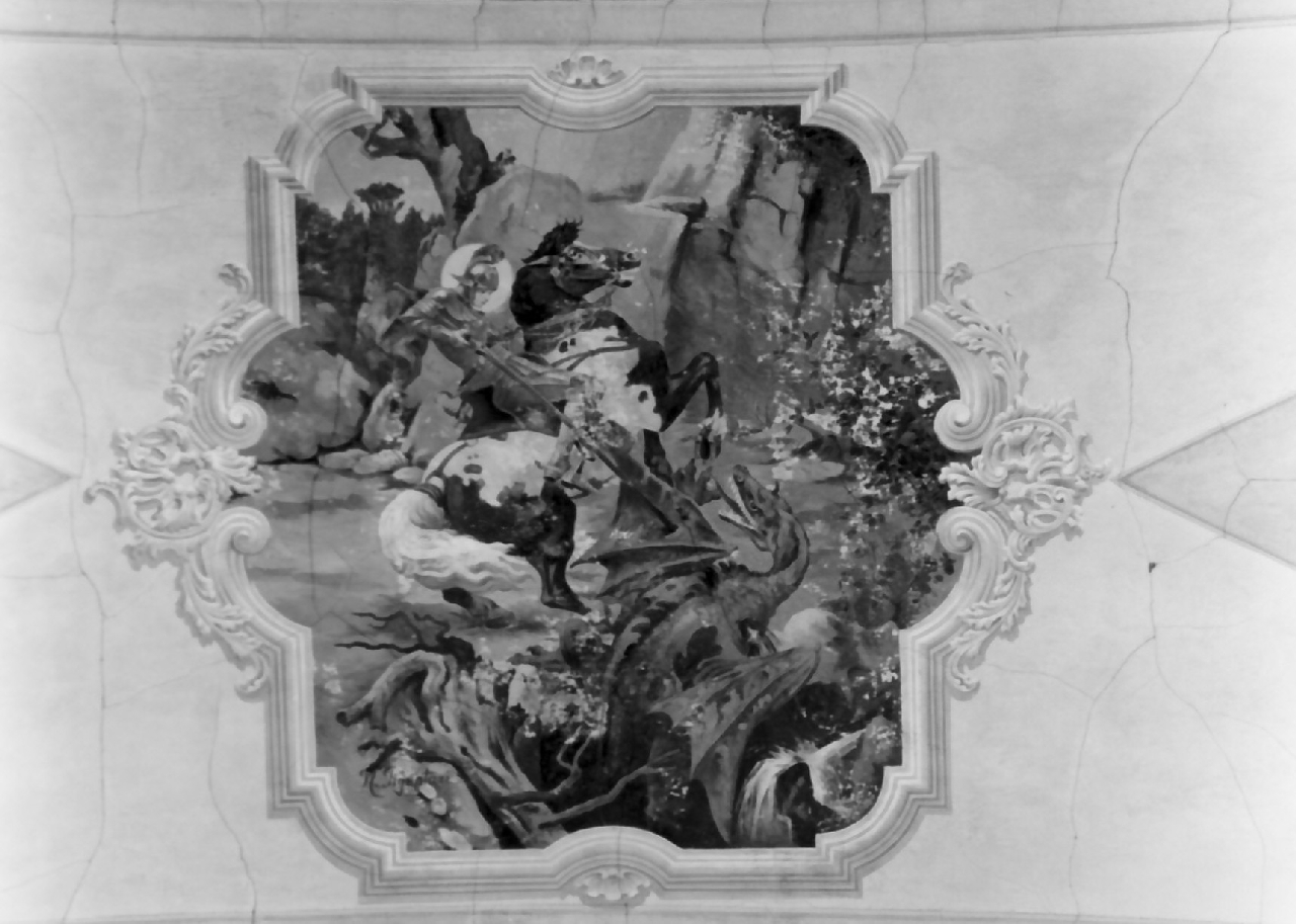 San Giorgio uccide il drago (dipinto, opera isolata) di Pignatari Nicola (inizio sec. XX)