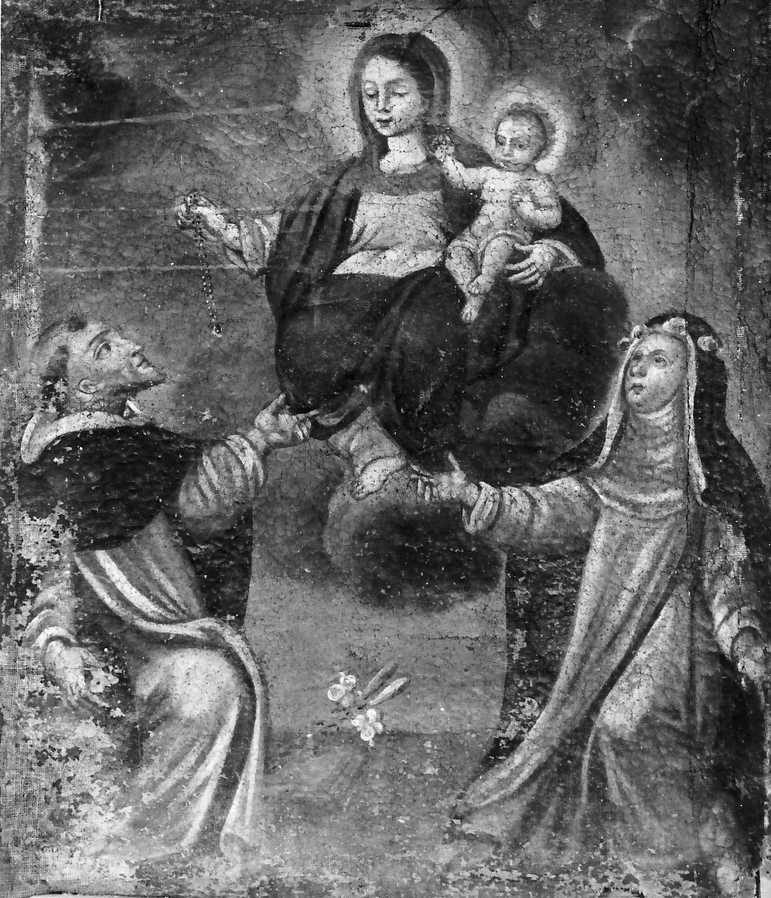 Madonna del Rosario con San Domenico e Santa Rosa da Lima (dipinto, opera isolata) - ambito Italia meridionale (sec. XVIII)