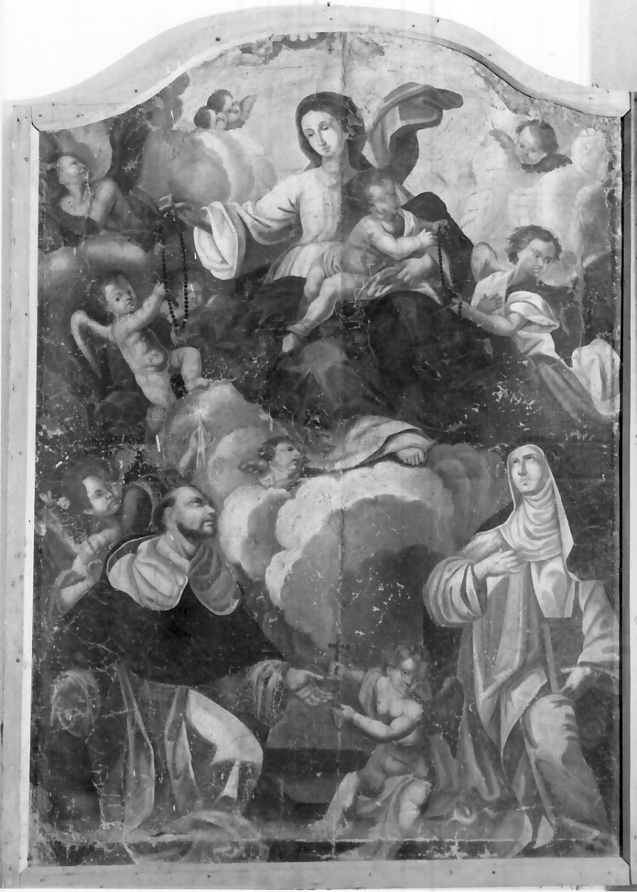 Madonna del Rosario con San Domenico e Santa Caterina da Siena (dipinto, opera isolata) - ambito calabrese (sec. XVII)