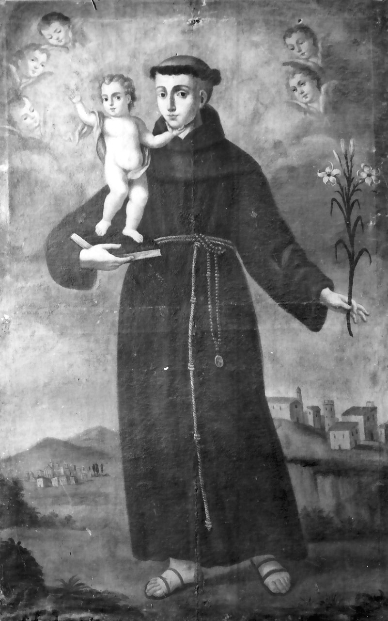 Sant'Antonio da Padova con il bambino (dipinto, opera isolata) - ambito Italia meridionale (sec. XVII)