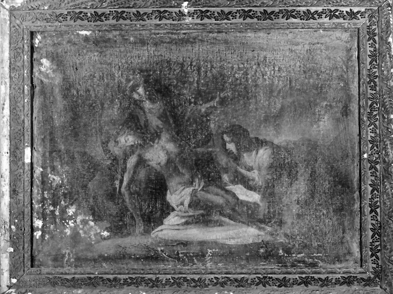 stazione XIV: Gesù deposto nel sepolcro (dipinto, elemento d'insieme) - ambito calabrese (sec. XIX)