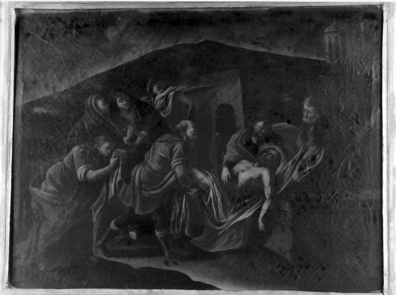 stazione XIV: Gesù deposto nel sepolcro (Via Crucis, ciclo) di Santanna Cristoforo (seconda metà sec. XVIII)
