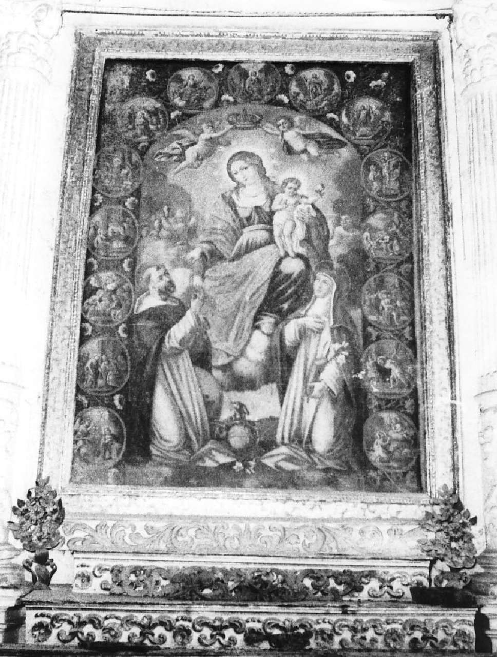 Madonna del Rosario con San Domenico e Santa Caterina da Siena (dipinto, opera isolata) - ambito Italia meridionale (sec. XIX)