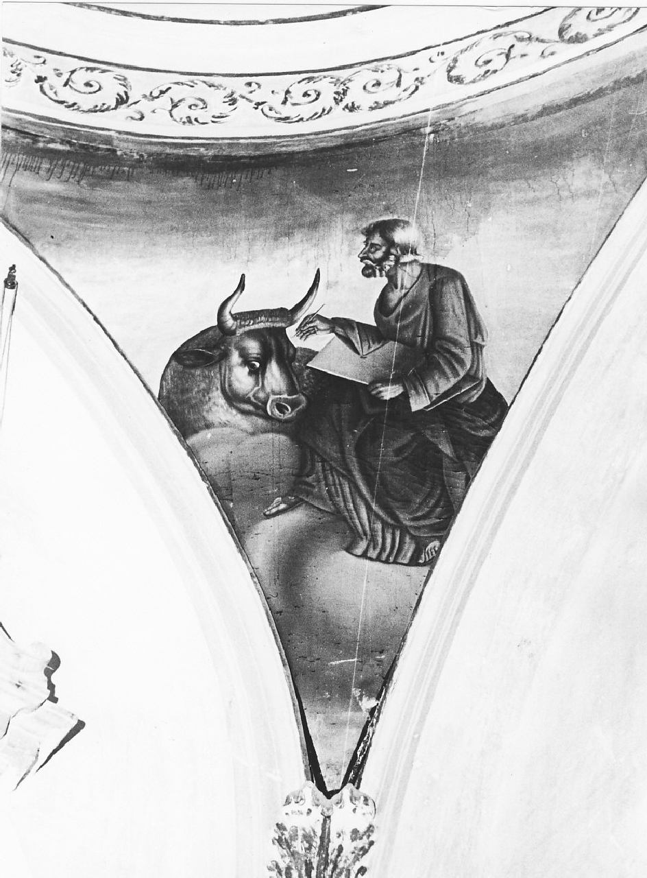 San Luca scrive il vangelo (dipinto, elemento d'insieme) - ambito Italia meridionale (sec. XVIII, sec. XIX)
