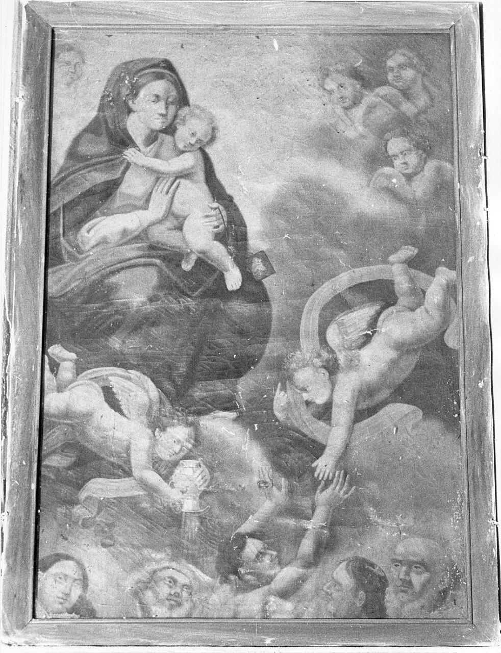 Madonna del Carmelo intercede per le anime del purgatorio (dipinto) - ambito Italia meridionale (sec. XVIII, sec. XIX)