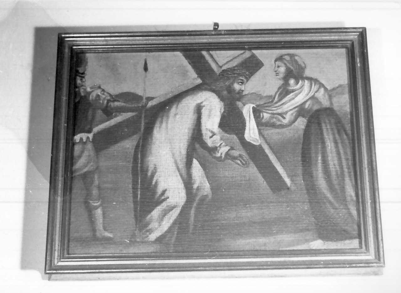 stazione VI: Gesù asciugato dalla Veronica (dipinto, elemento d'insieme) - ambito calabrese (seconda metà sec. XIX)
