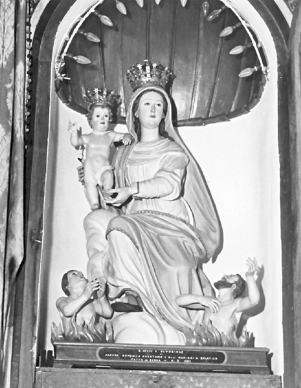 Madonna del Carmelo intercede per le anime del purgatorio (statua, opera isolata) - bottega calabrese (sec. XIX)