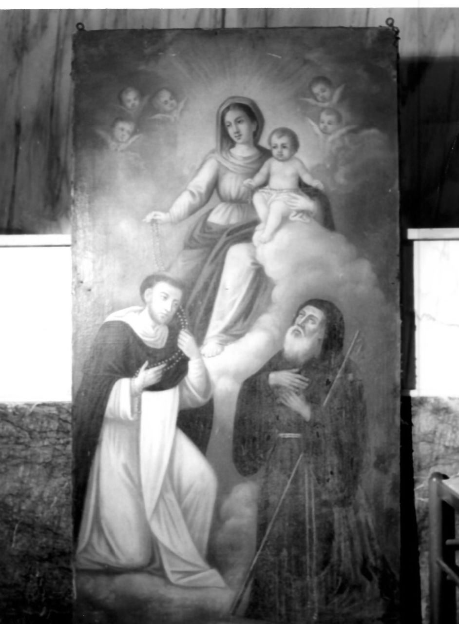 Madonna del Rosario con San Domenico e San Francesco (dipinto, opera isolata) - ambito Italia meridionale (sec. XIX)