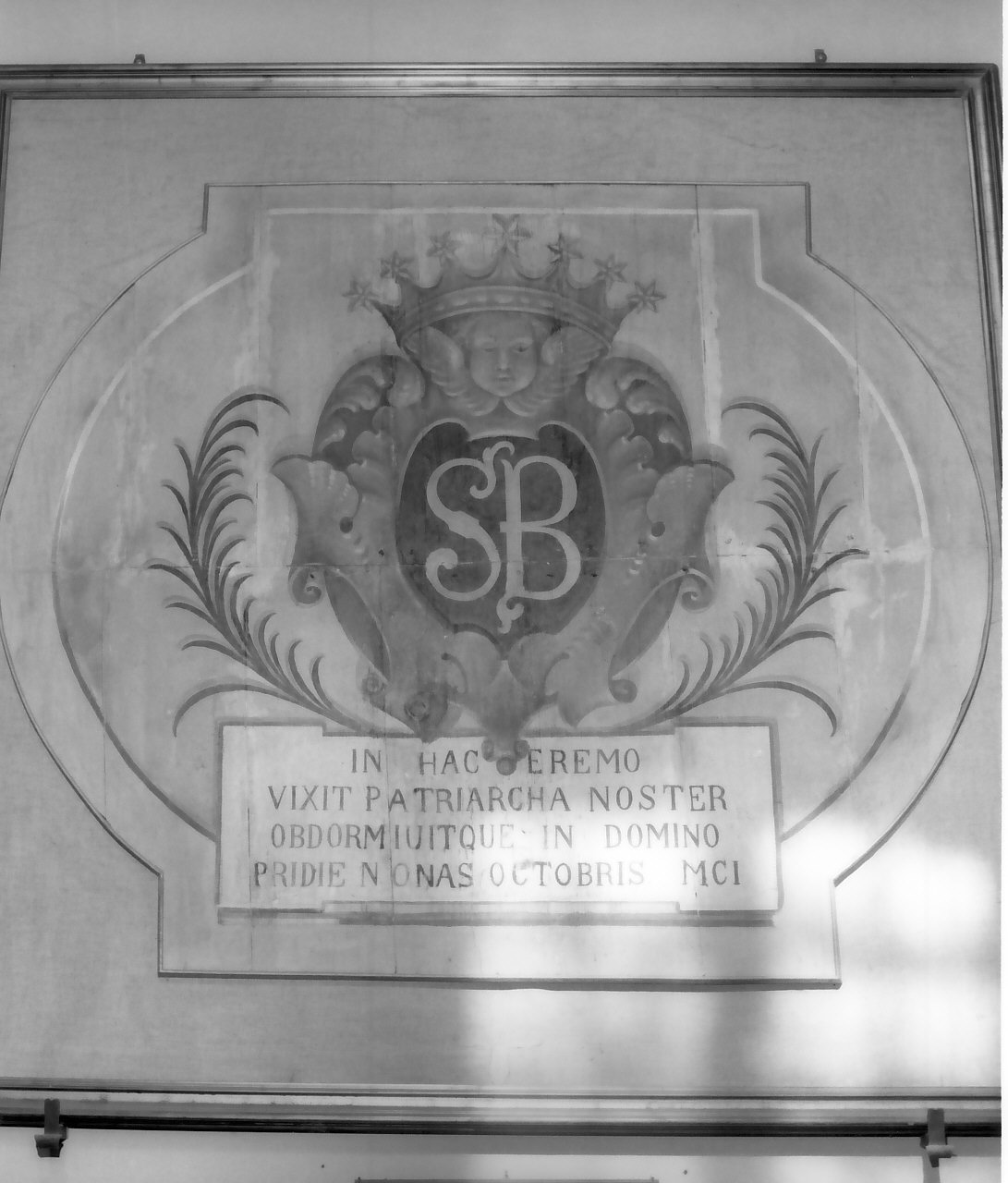 stemma di San Bruno (pannello, frammento) - bottega serrese (sec. XX)
