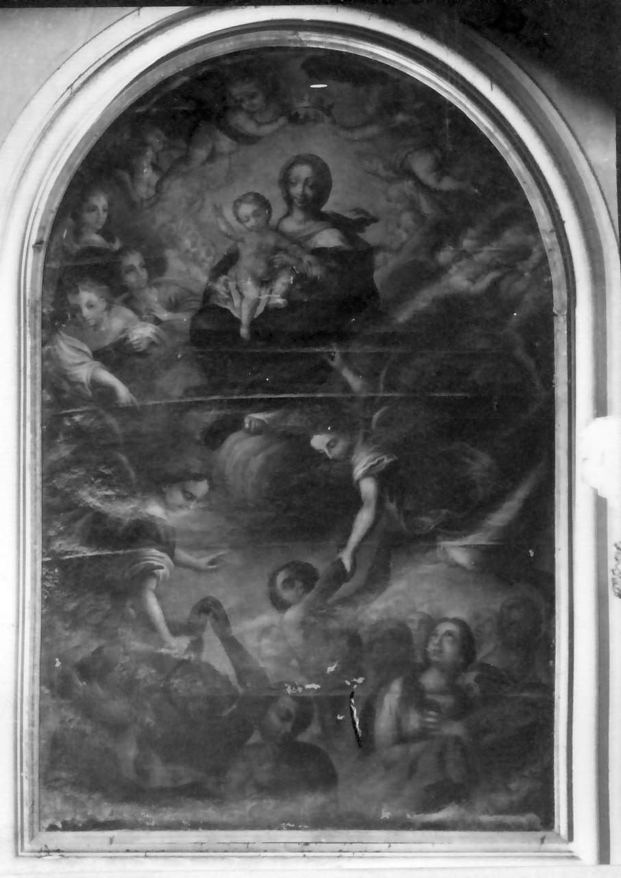 Madonna del Carmelo intercede per le anime del purgatorio (dipinto, opera isolata) di Ricciolino Giulio (metà sec. XVIII)