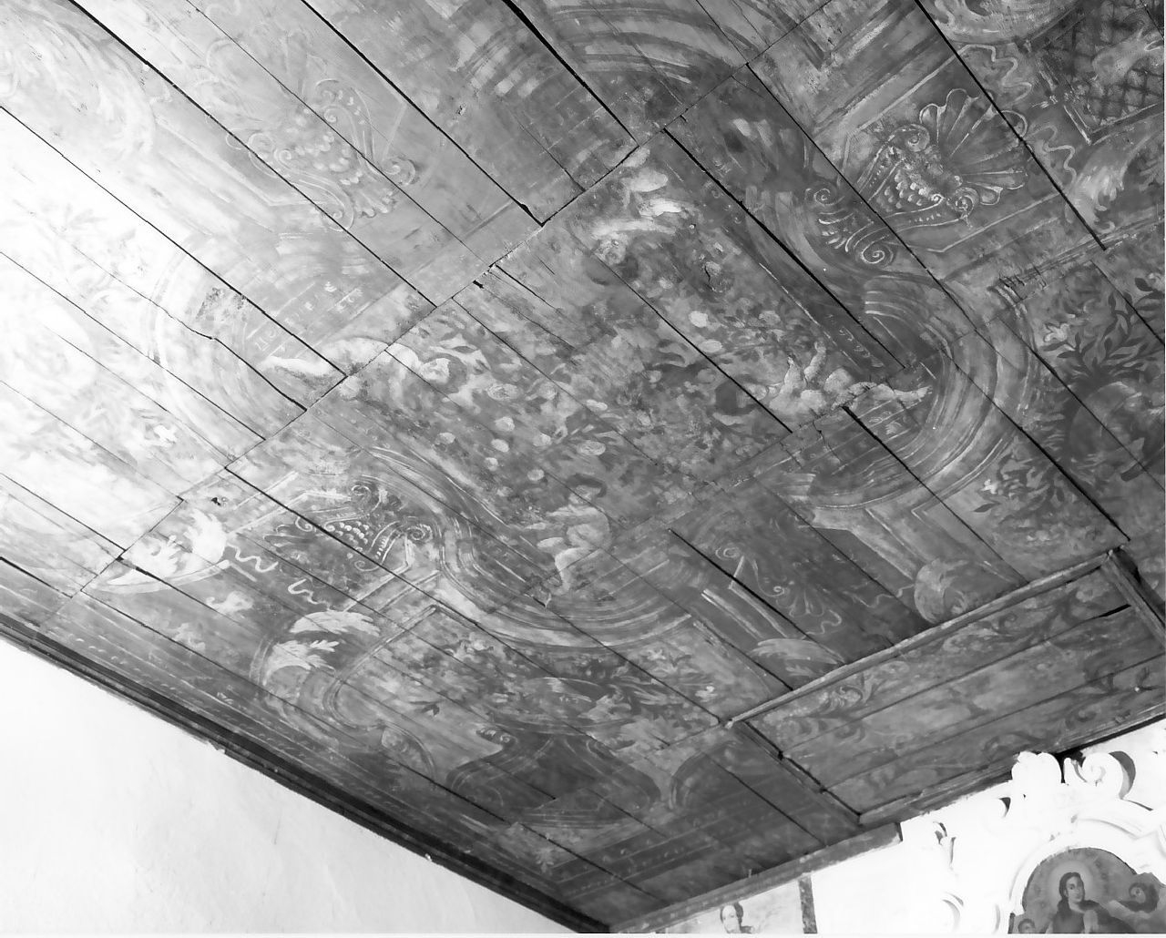 soffitto dipinto, elemento d'insieme - bottega calabrese (metà sec. XVIII)