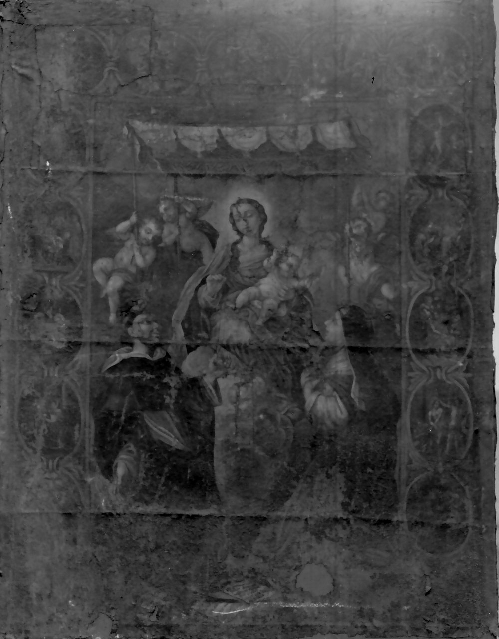 Madonna del Rosario con San Domenico e Santa Caterina da Siena (dipinto, opera isolata) - ambito Italia meridionale (sec. XVIII)