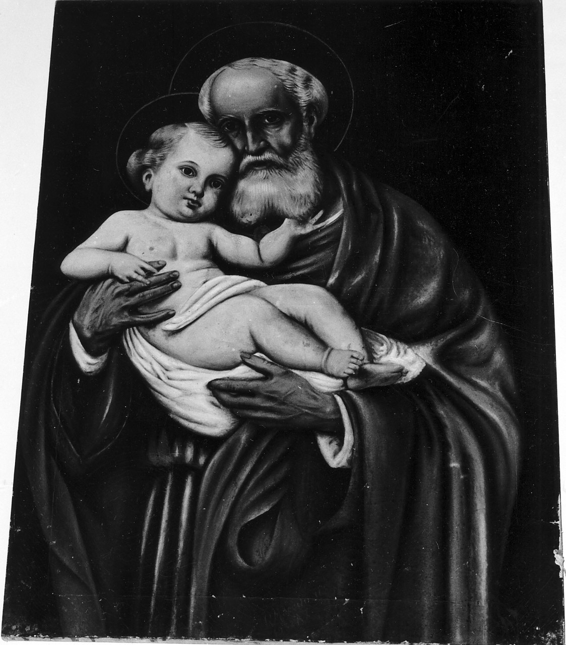 San Giuseppe e Gesù Bambino (dipinto, opera isolata) di Macedonio R (sec. XX)