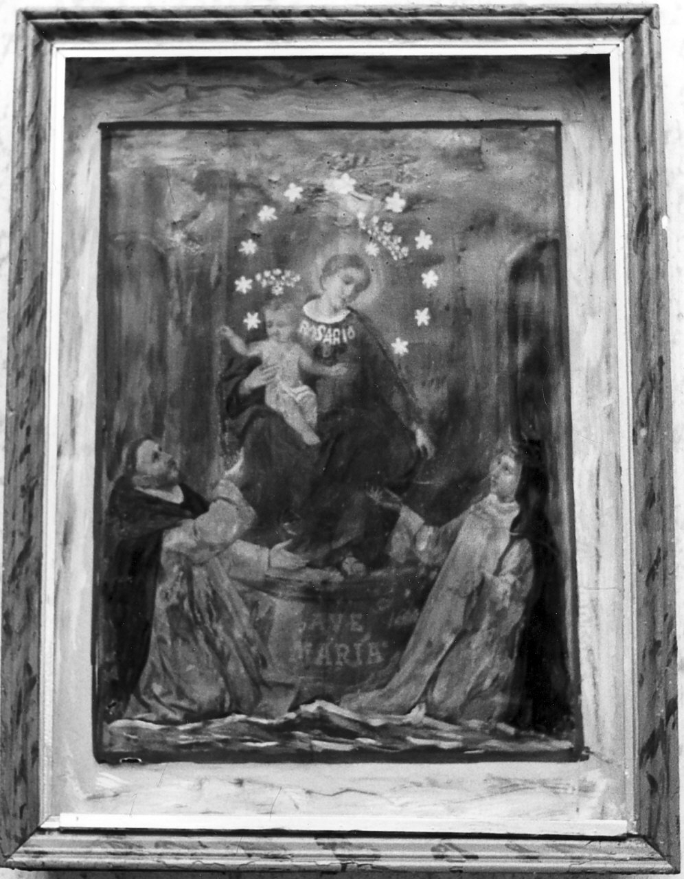 Madonna del Rosario con San Domenico e Santa Caterina da Siena (dipinto, opera isolata) - ambito Italia meridionale (fine/inizio secc. XIX/ XX)