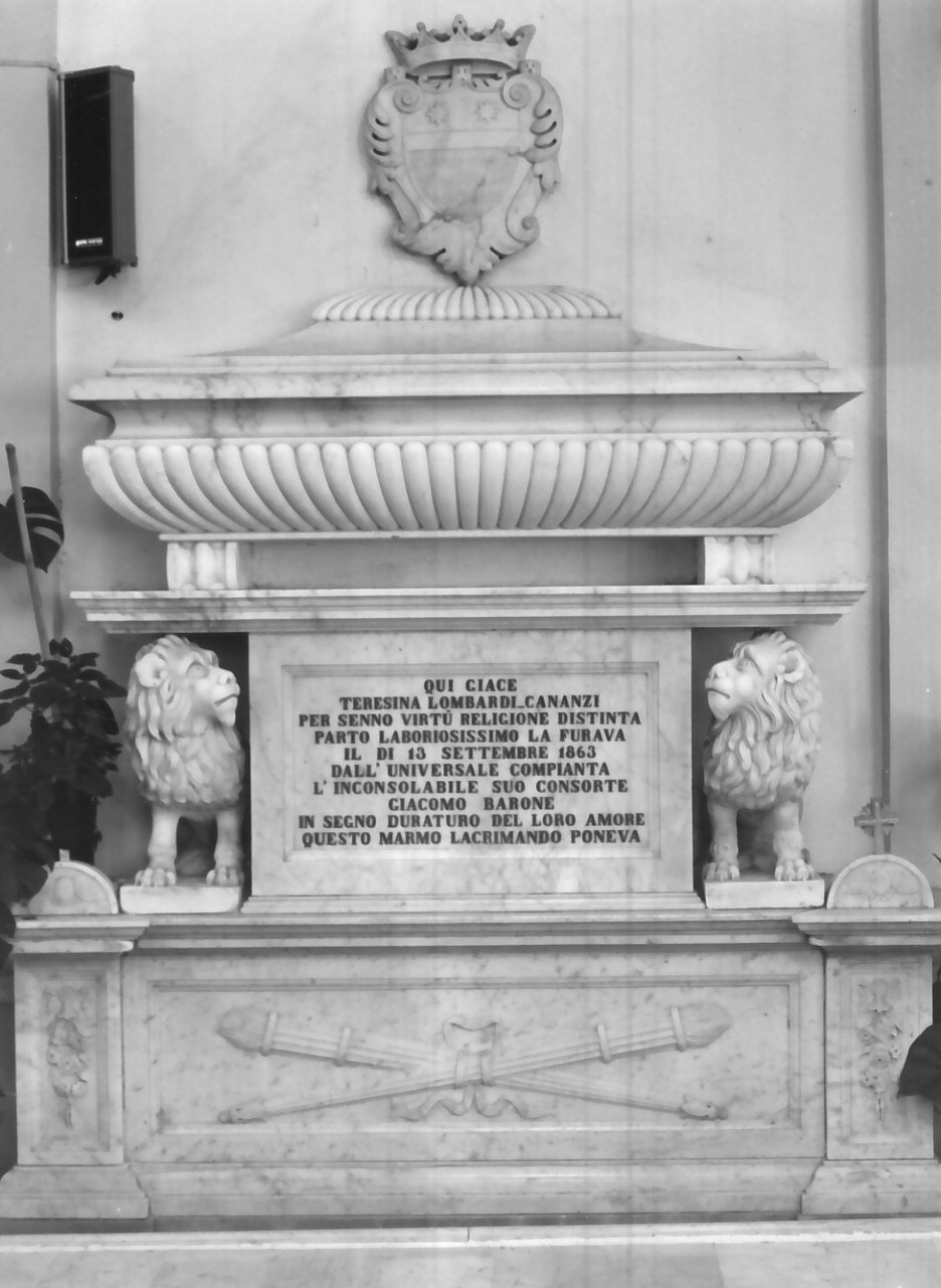 monumento funebre, opera isolata - bottega Italia meridionale (sec. XIX)