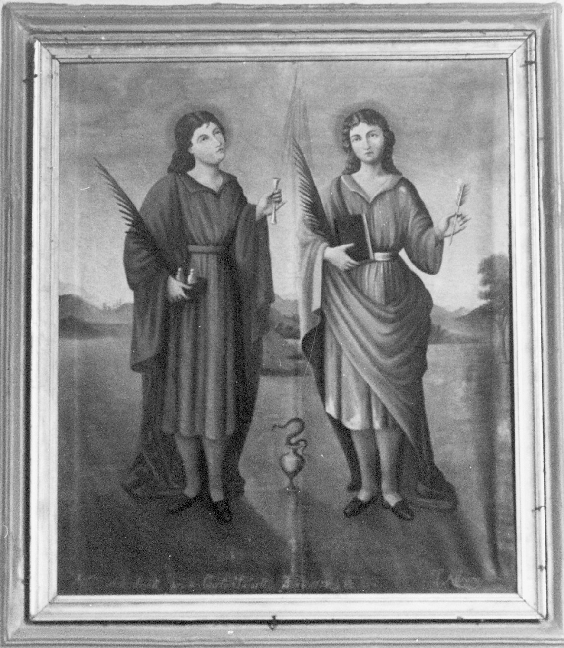 Santi Cosma e Damiano (dipinto, opera isolata) di Allegra L (sec. XIX)