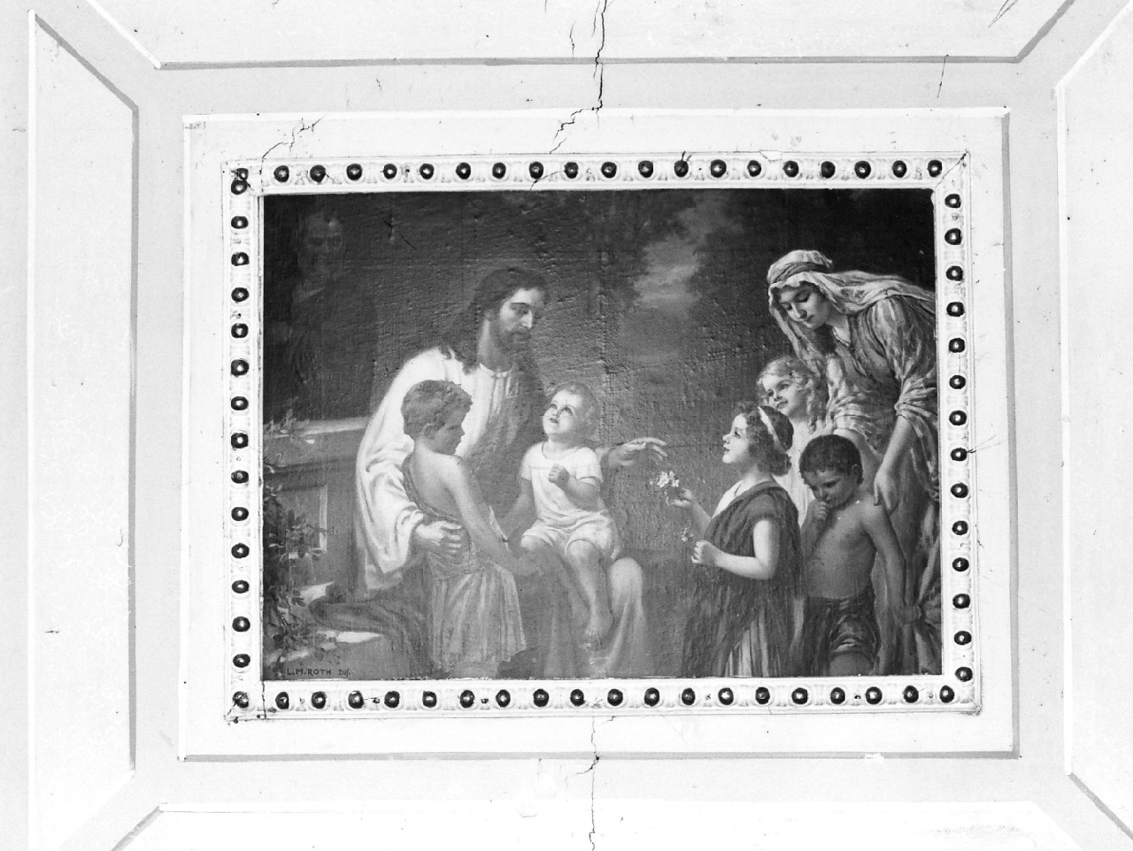 Cristo benedice i fanciulli (dipinto, elemento d'insieme) di Montagnesi Giuseppe (inizio sec. XX)