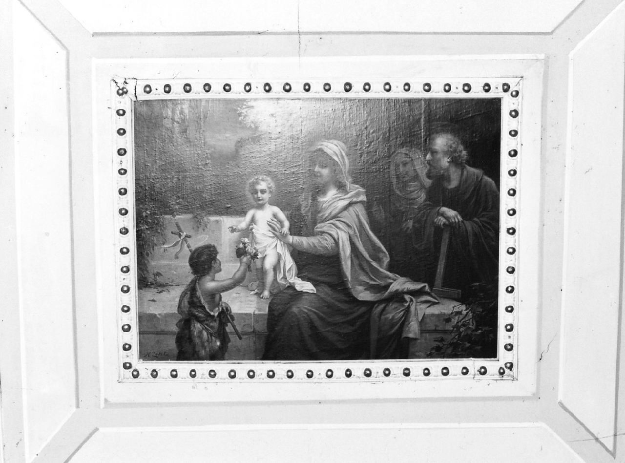 Sacra Famiglia con San Giovannino e Sant'Elisabetta (dipinto, elemento d'insieme) di Montagnesi Giuseppe (inizio sec. XX)