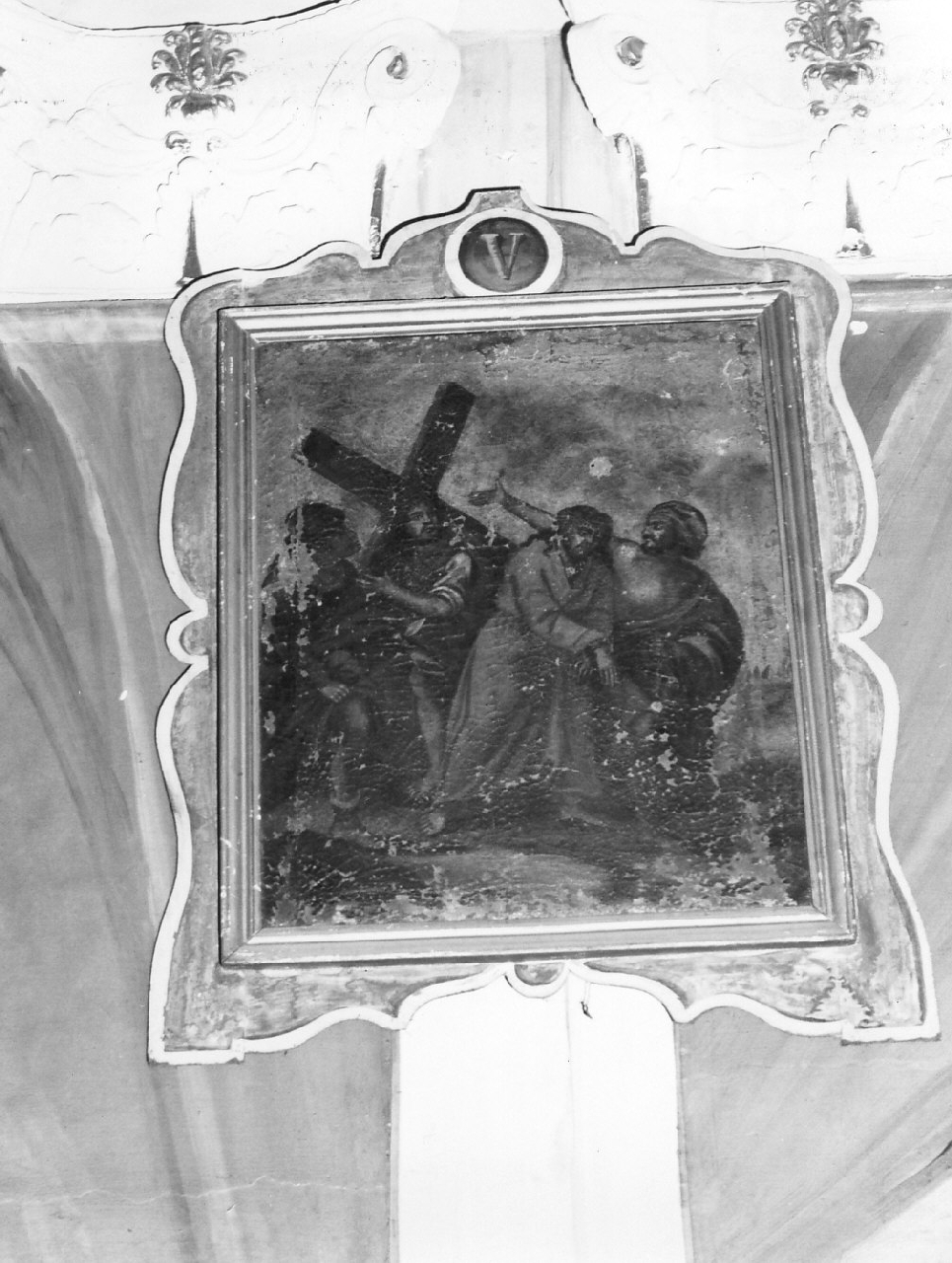 stazione V: Gesù aiutato da Simone il Cireneo a portare la croce (dipinto, elemento d'insieme) - ambito calabrese (sec. XIX)