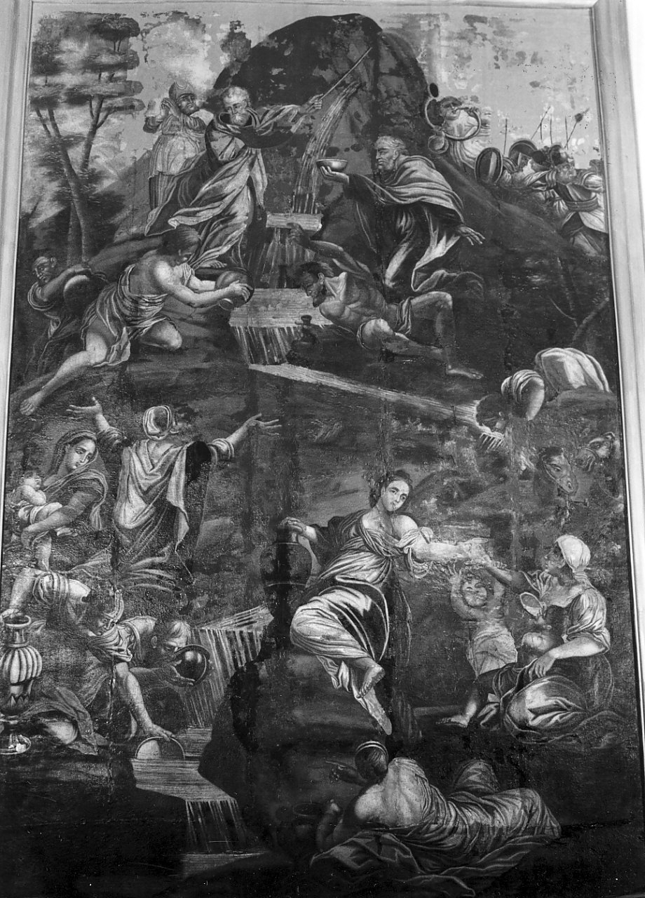 Mosè fa scaturire l'acqua dalla roccia (dipinto, opera isolata) - ambito Italia meridionale (sec. XVIII)