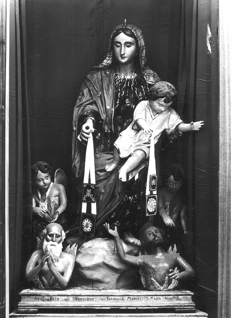 Madonna del Carmelo intercede per le anime del purgatorio (gruppo scultoreo) - bottega Italia meridionale (sec. XIX)