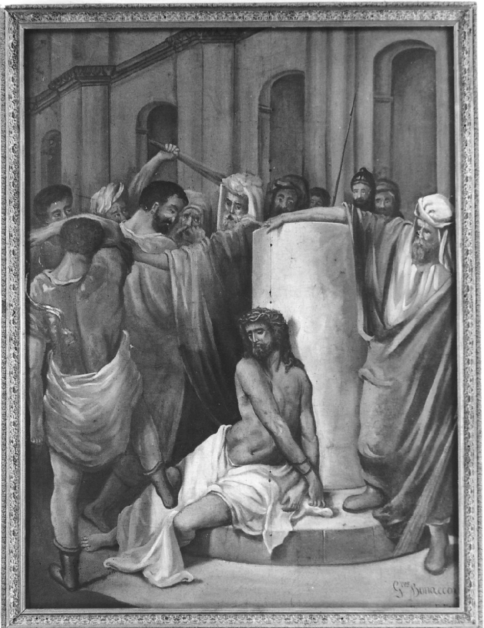 Cristo alla colonna (dipinto, ciclo) di Bonaccorso Giuseppe (sec. XX)