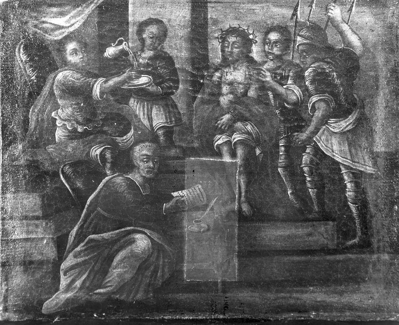stazione I: Gesù condannato a morte (dipinto, elemento d'insieme) - ambito Italia meridionale (sec. XVIII)