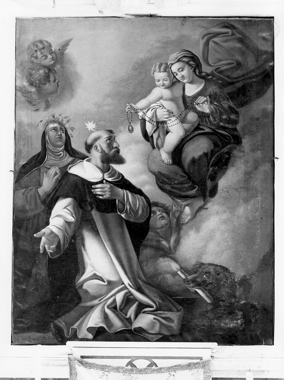 Madonna del Rosario e Santi (dipinto, opera isolata) di De Franco G (sec. XIX)