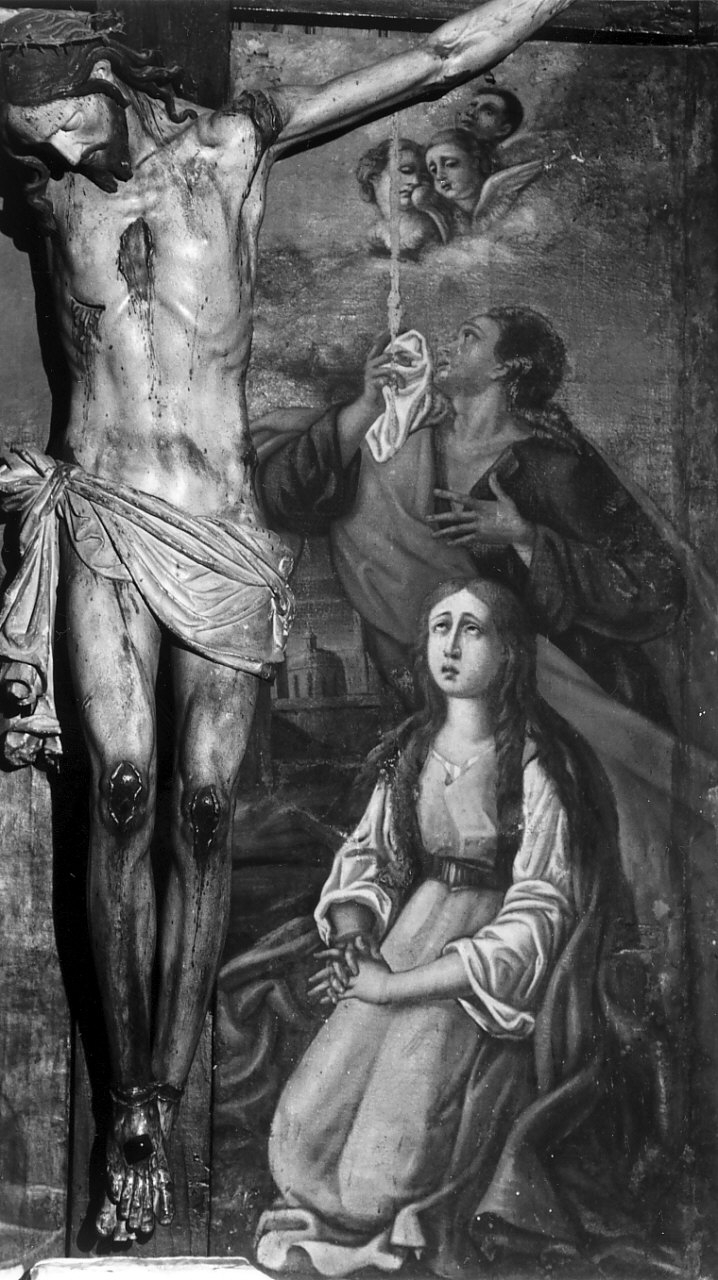 Santa Maria Maddalena ai piedi di Cristo crocifisso (dipinto, elemento d'insieme) - ambito Italia meridionale (sec. XIX)