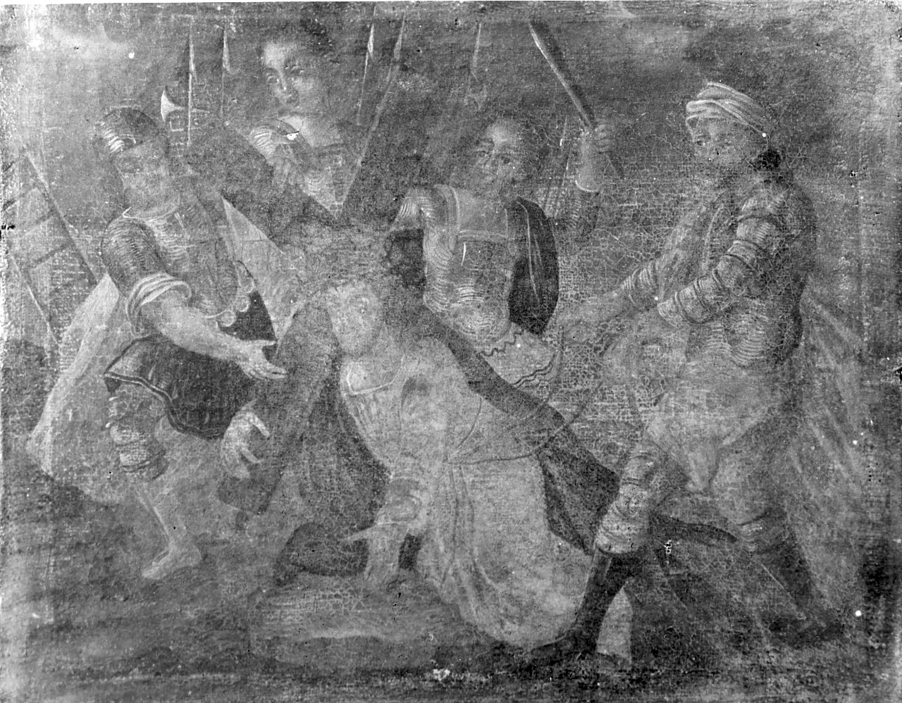 stazione III: Gesù cade sotto la croce la prima volta (dipinto, elemento d'insieme) - ambito Italia meridionale (sec. XIX)