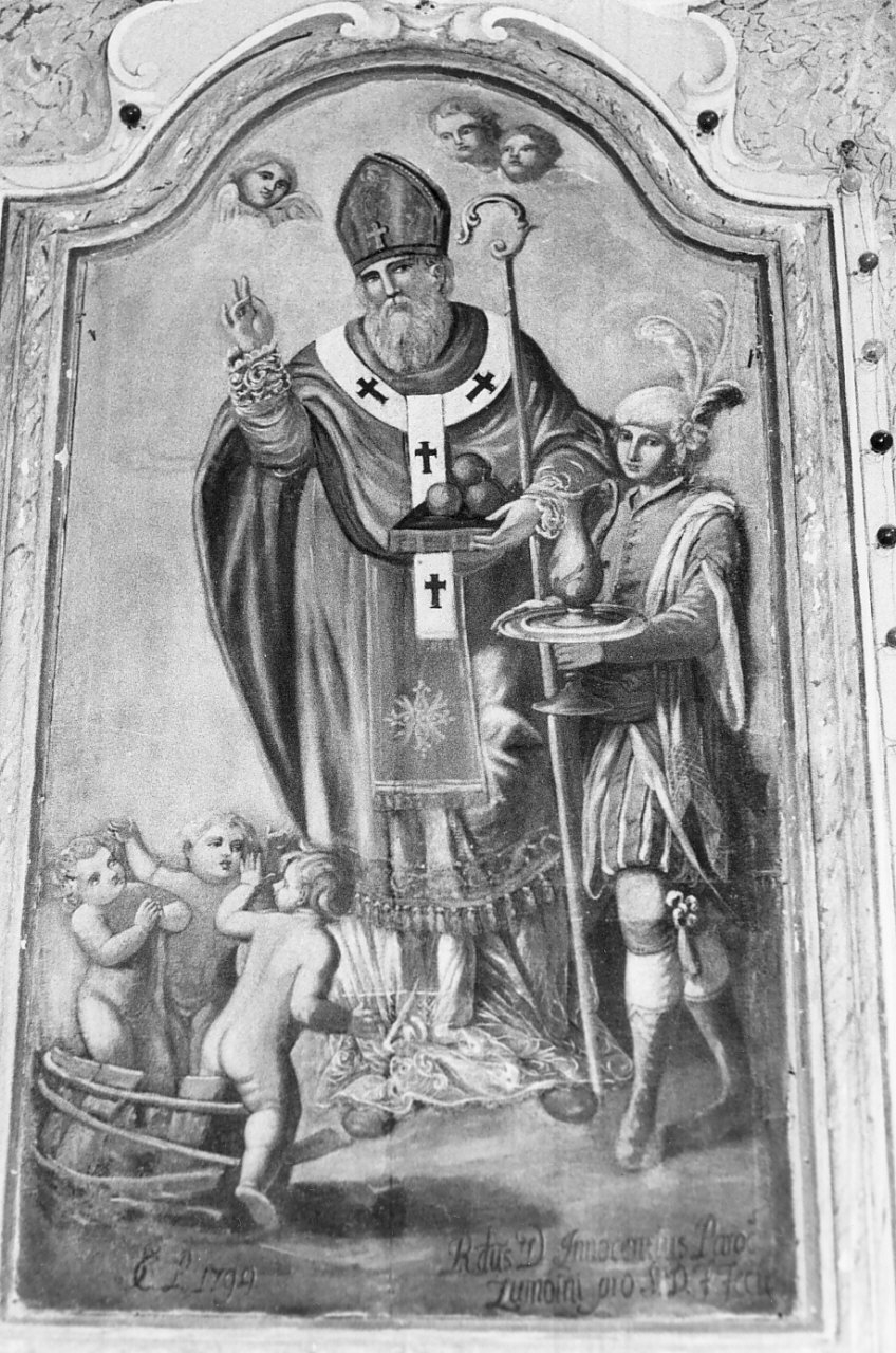 San Nicola di Bari resuscita i tre fanciulli (dipinto, opera isolata) di Santanna Cristoforo (sec. XVIII)