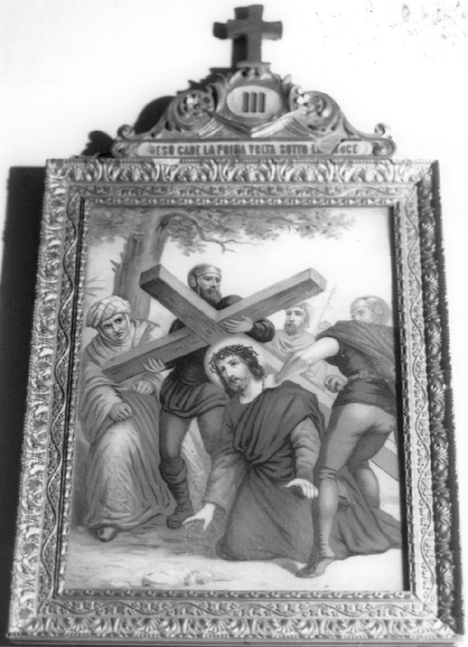 stazione III: Gesù cade sotto la croce la prima volta (stampa, elemento d'insieme) - ambito Italia meridionale (secc. XIX/ XX)
