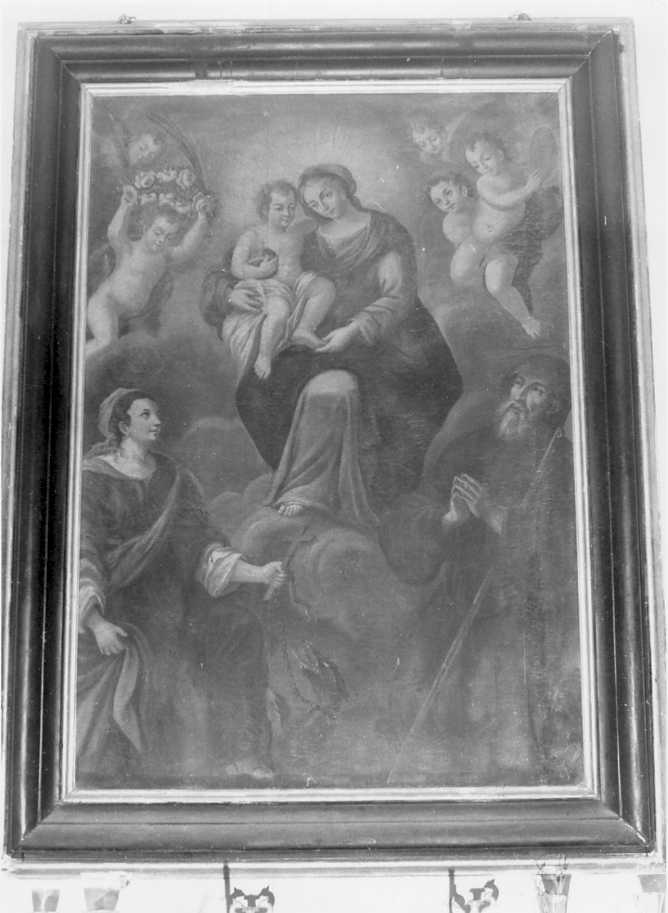 Madonna con Bambino tra angeli e Santi (dipinto) - ambito calabrese (sec. XVIII)