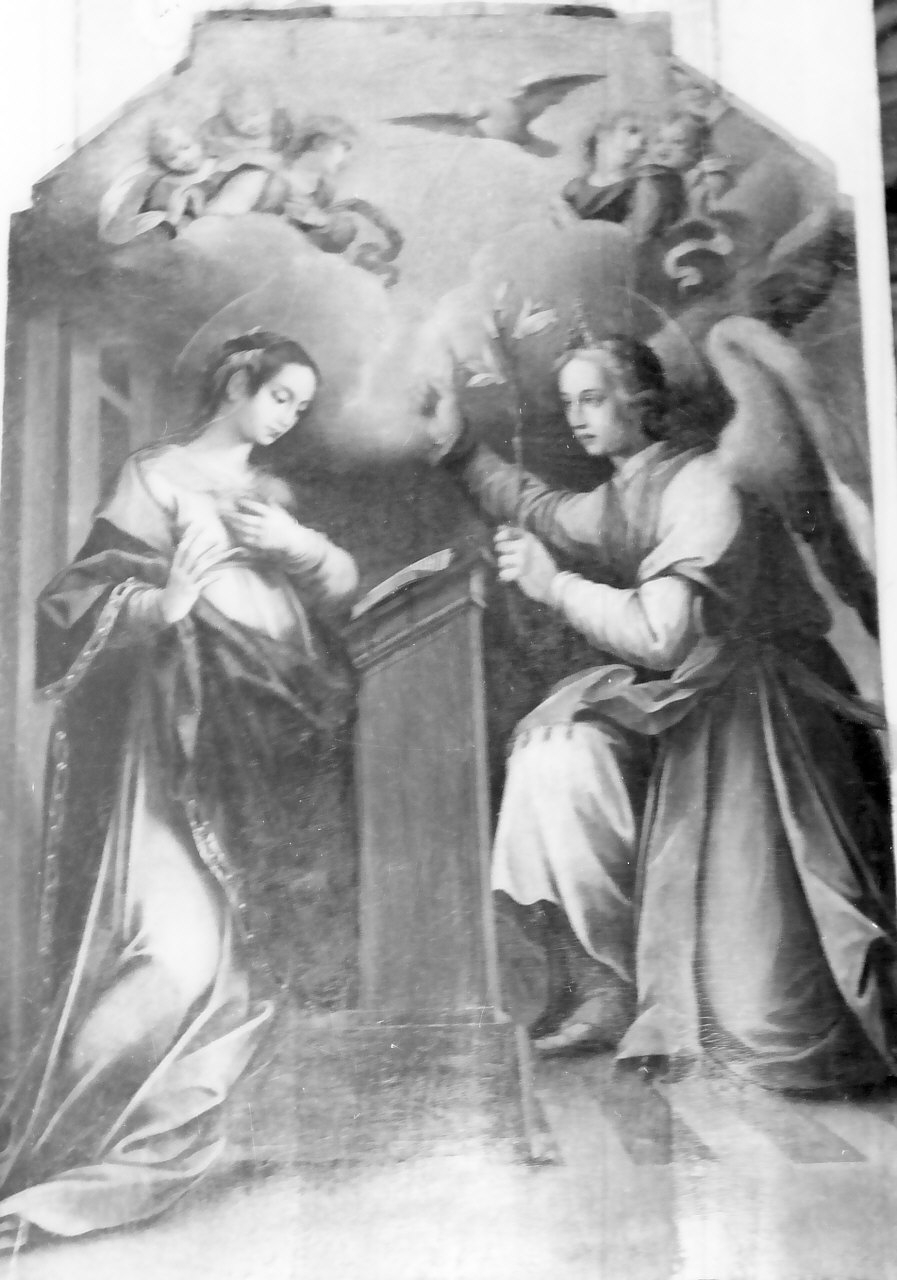 Annunciazione (dipinto, opera isolata) di Imparato Girolamo (sec. XVI)