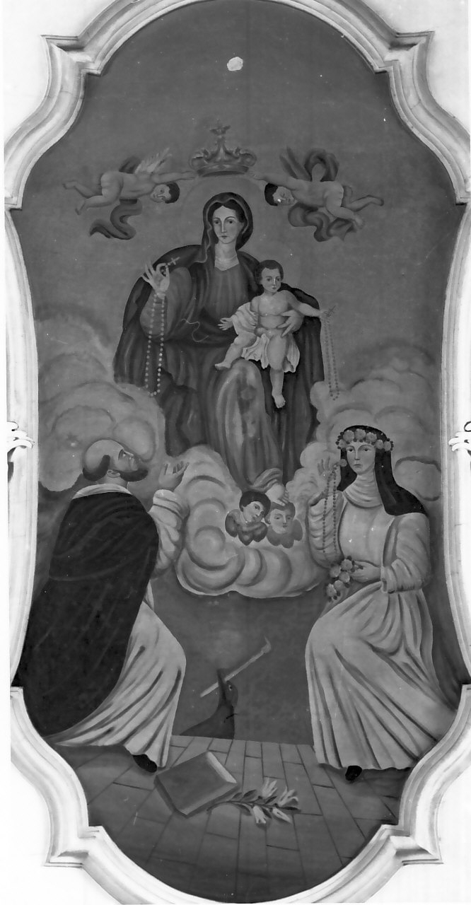 Madonna del Rosario con San Domenico e Santa Caterina da Siena (dipinto, opera isolata) di Capaccio Vincenzo (sec. XIX)