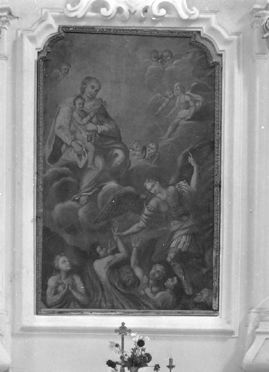 Madonna del Carmelo intercede per le anime del purgatorio (dipinto, opera isolata) - ambito calabrese (sec. XVIII)