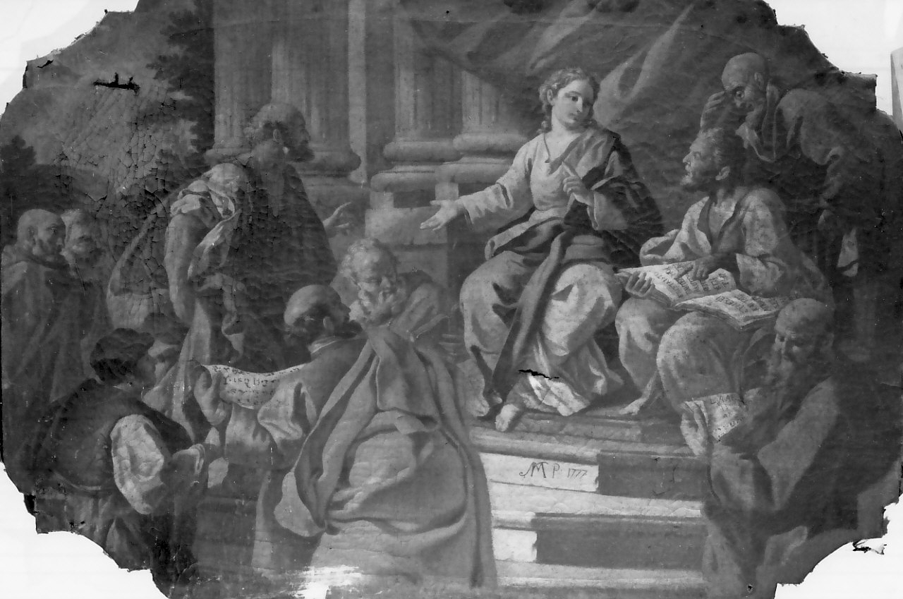 disputa di Gesù con i dottori nel tempio (dipinto) di N. M (sec. XVIII)