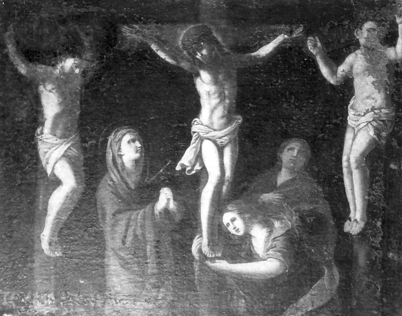stazione XII: Gesù innalzato e morto in croce (dipinto) di Santanna Cristoforo (sec. XVIII)