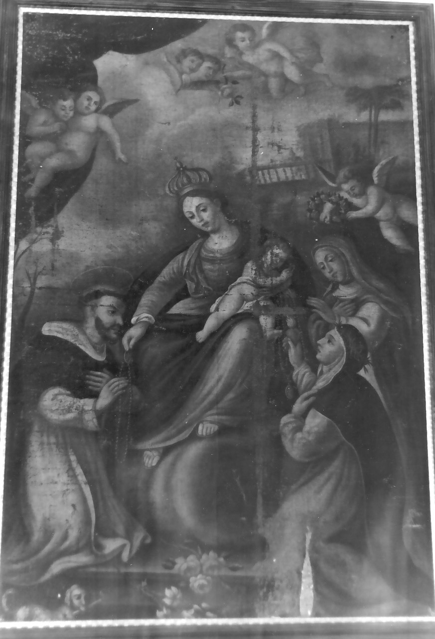 Madonna del Rosario con San Domenico, Santa Rosa e Santa Caterina da Siena (dipinto) - ambito Italia meridionale (seconda metà sec. XIX)