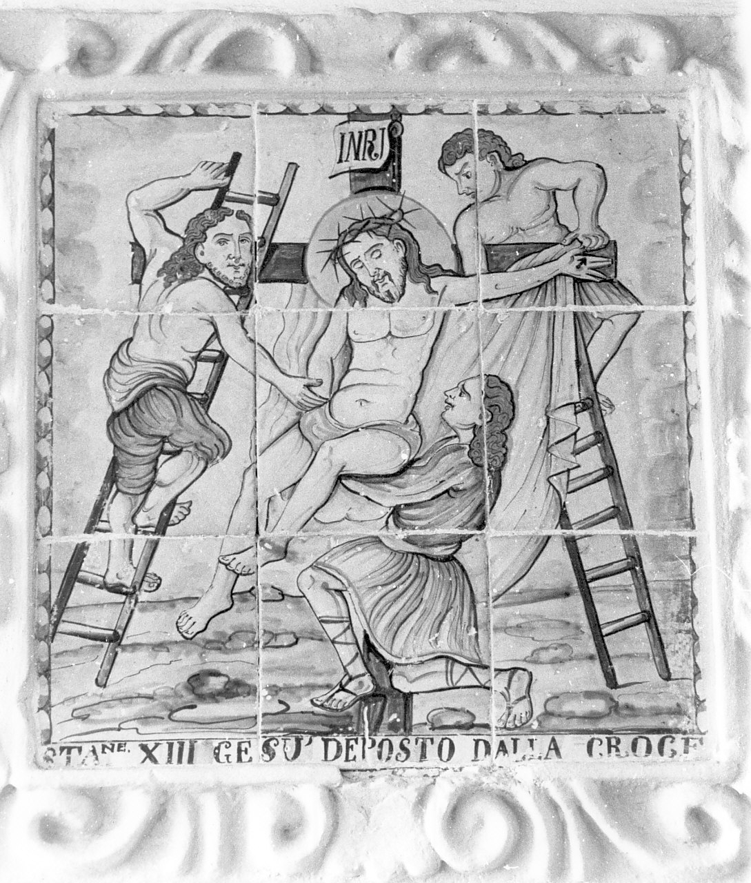 stazione XIII: Gesù deposto dalla croce (formella, elemento d'insieme) - ambito siciliano (inizio sec. XIX)