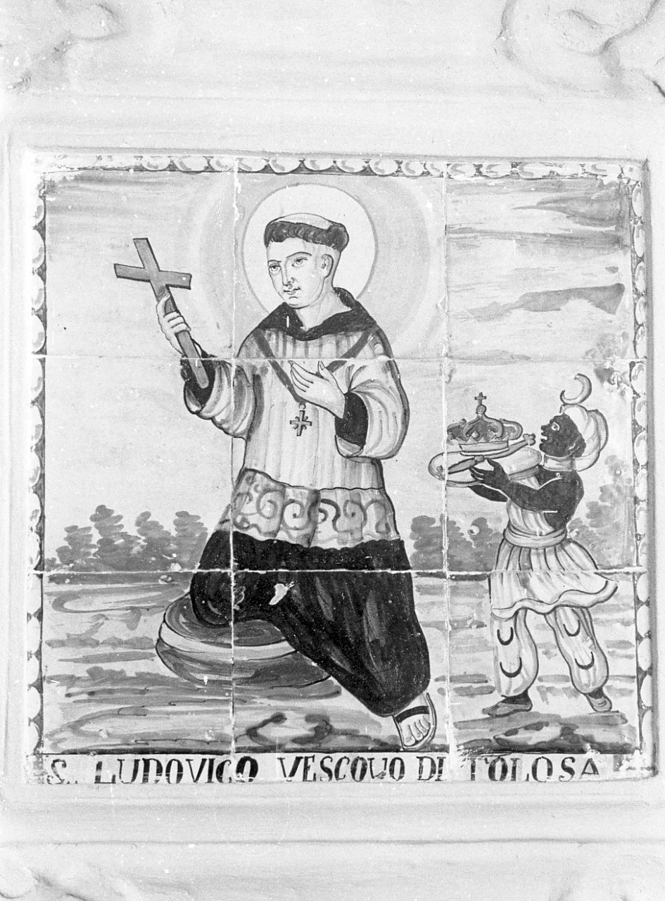 San Ludovico da Tolosa (formella, elemento d'insieme) - ambito siciliano (inizio sec. XIX)