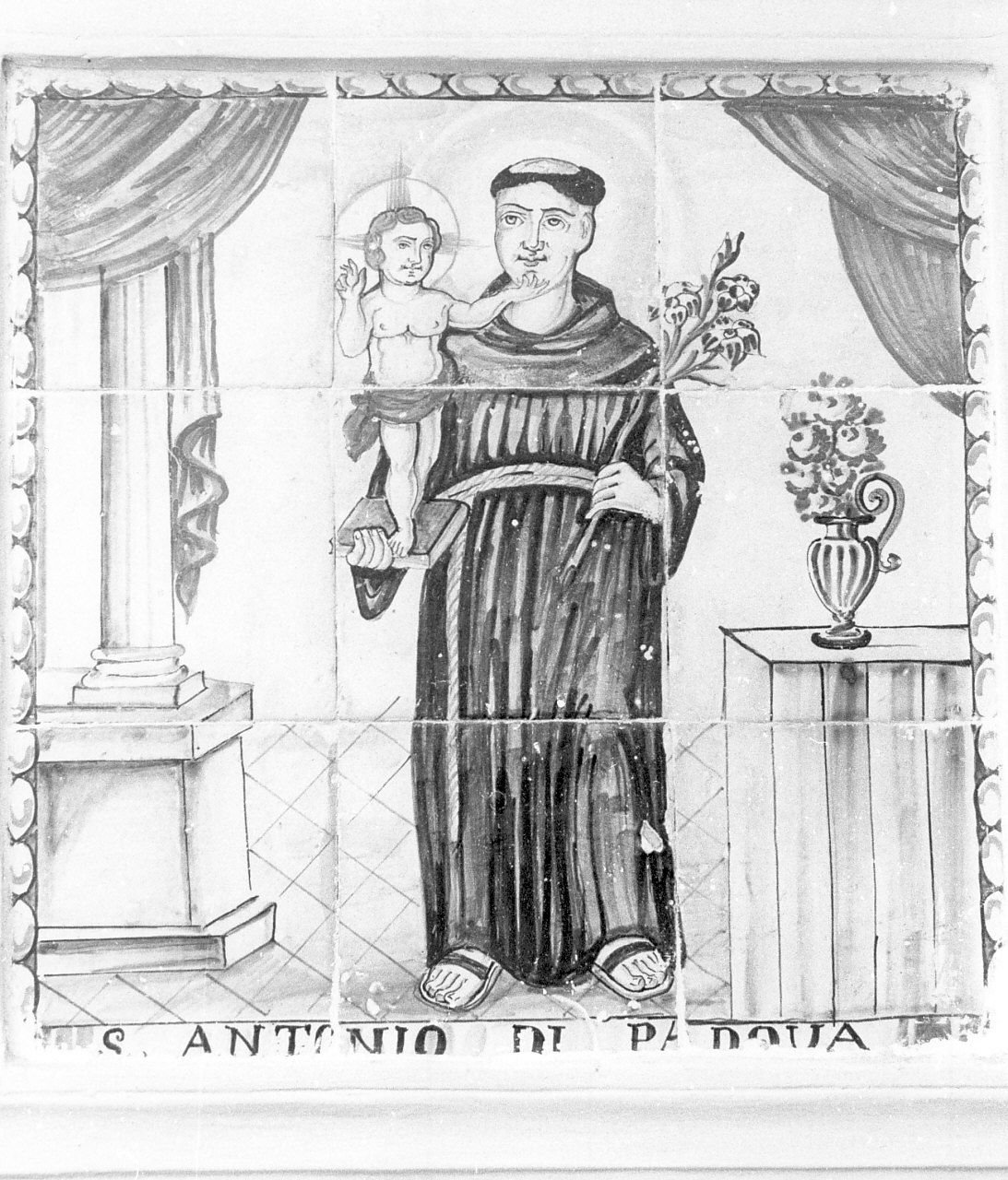 Sant'Antonio da Padova (formella, elemento d'insieme) - ambito siciliano (inizio sec. XIX)