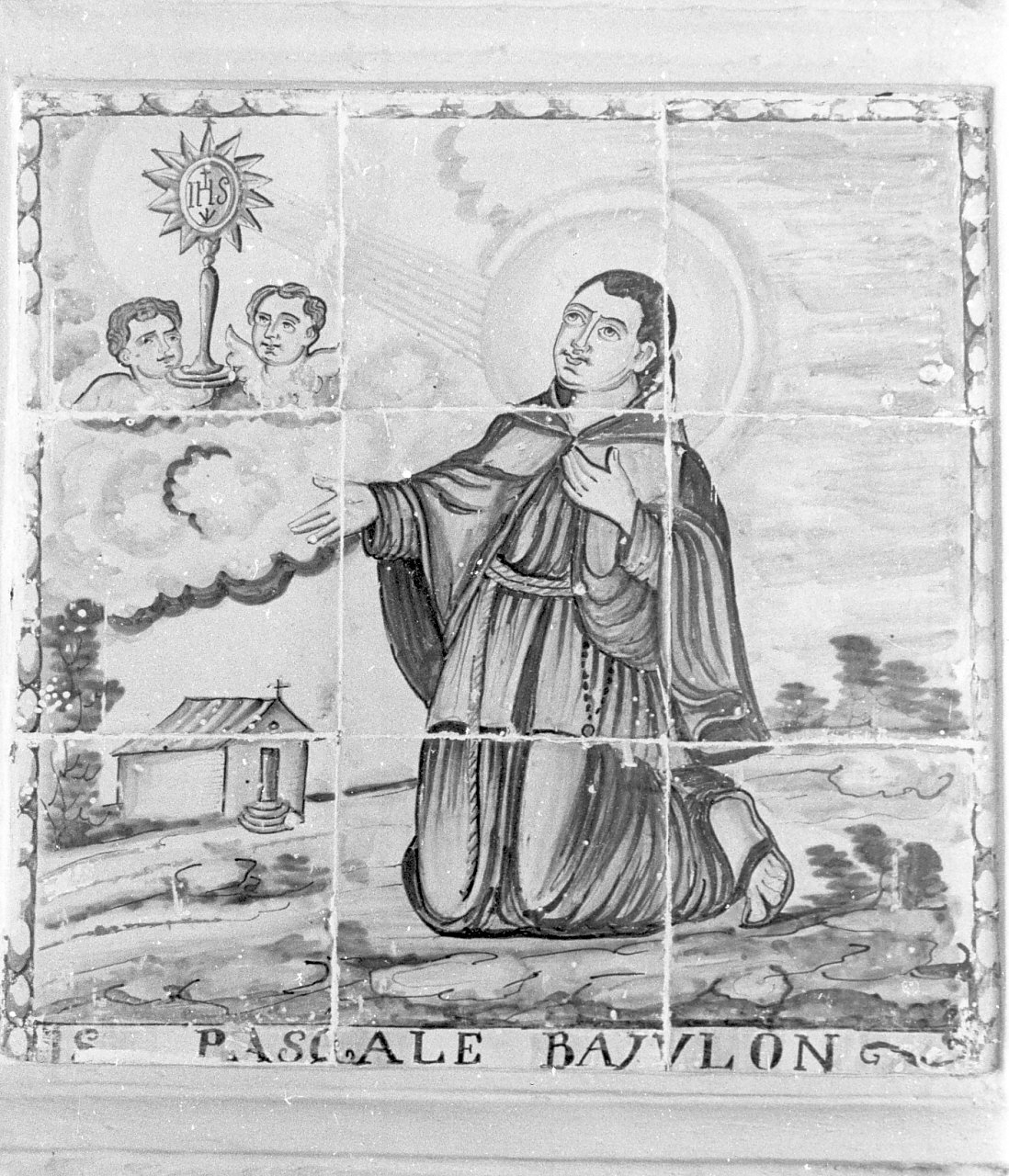 San Pasquale Baylon (formella, elemento d'insieme) - ambito siciliano (inizio sec. XIX)