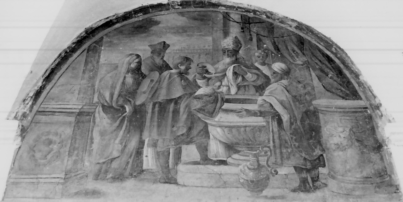 battesimo di San Francesco d'Assisi (dipinto, elemento d'insieme) di Riccio Saverio (prima metà sec. XVIII)