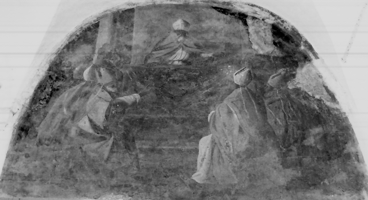 sette vescovi umbri consacrano l'altare della Parziuncola (dipinto, elemento d'insieme) di Riccio Saverio (prima metà sec. XVIII)